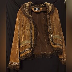 Pirate Short by Sliver Kiss Brown Velvet Women's Jacket with Embellishments